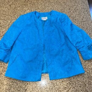 TanJay Embossed Open-Front Floral Blazer 12P